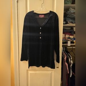 Denim & Co crushed velvet blouse black sz large